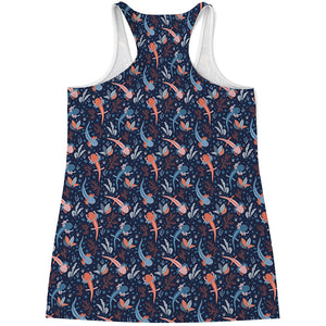 Blue Axolotl Pattern Print Women's Racerback Tank Top