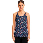 Blue Axolotl Pattern Print Women's Racerback Tank Top