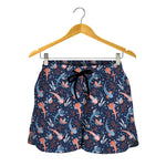 Blue Axolotl Pattern Print Women's Shorts