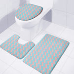 Blue Bacon Pattern Print 3 Piece Bath Mat Set