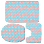 Blue Bacon Pattern Print 3 Piece Bath Mat Set