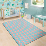 Blue Bacon Pattern Print Area Rug