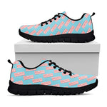 Blue Bacon Pattern Print Black Sneakers