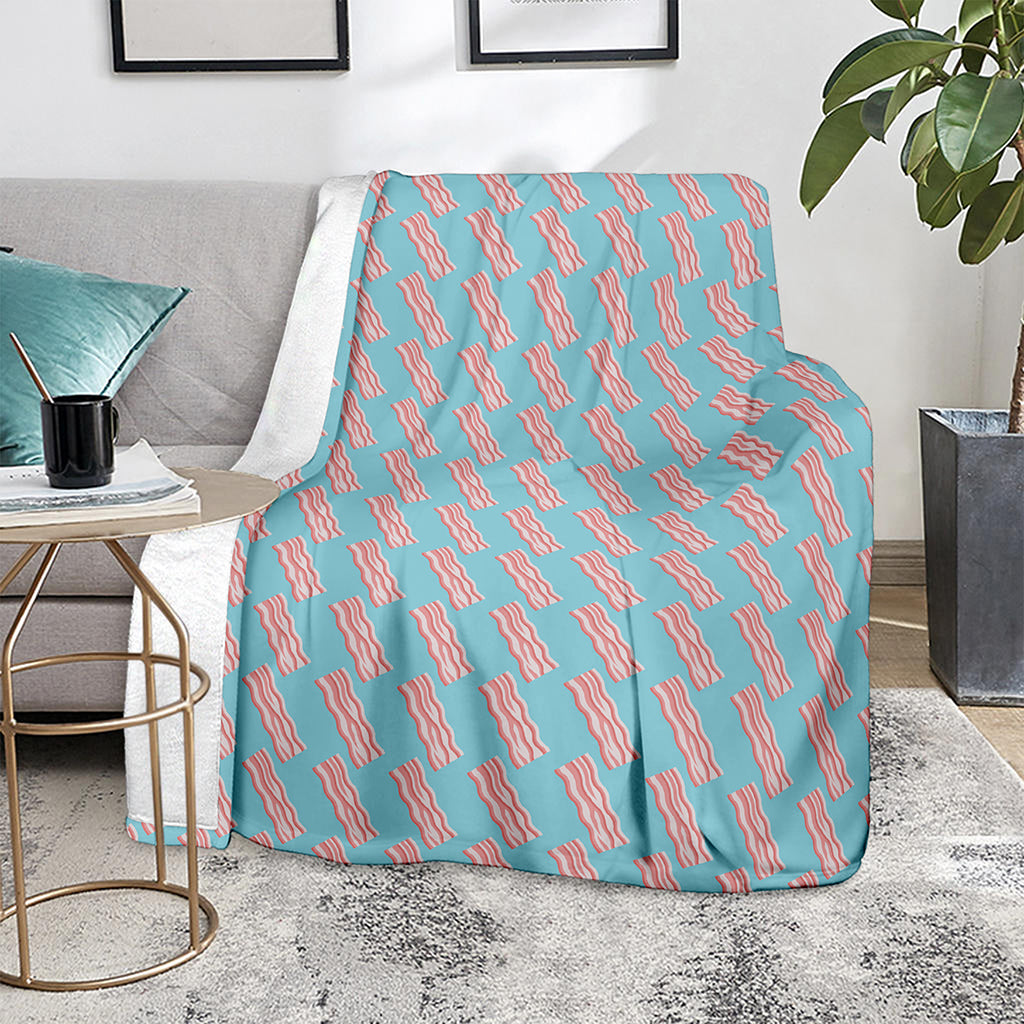 Blue Bacon Pattern Print Blanket