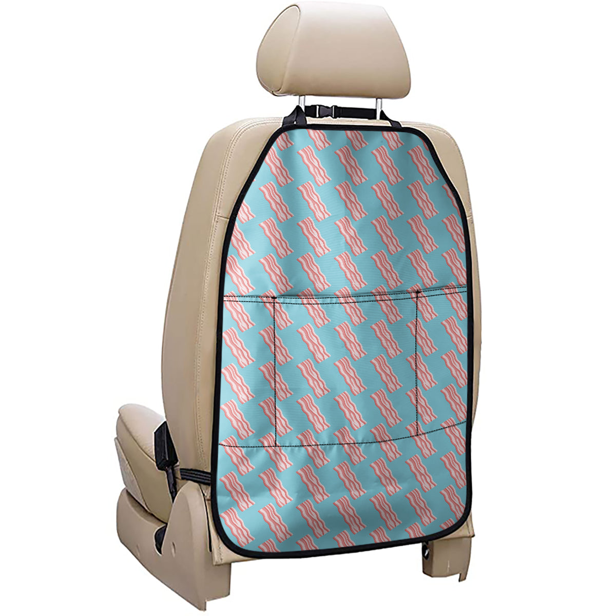 Blue Bacon Pattern Print Car Seat Organizers