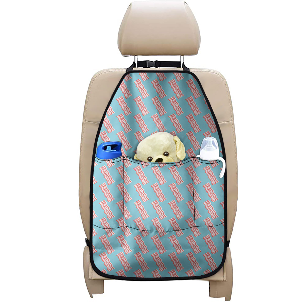 Blue Bacon Pattern Print Car Seat Organizers