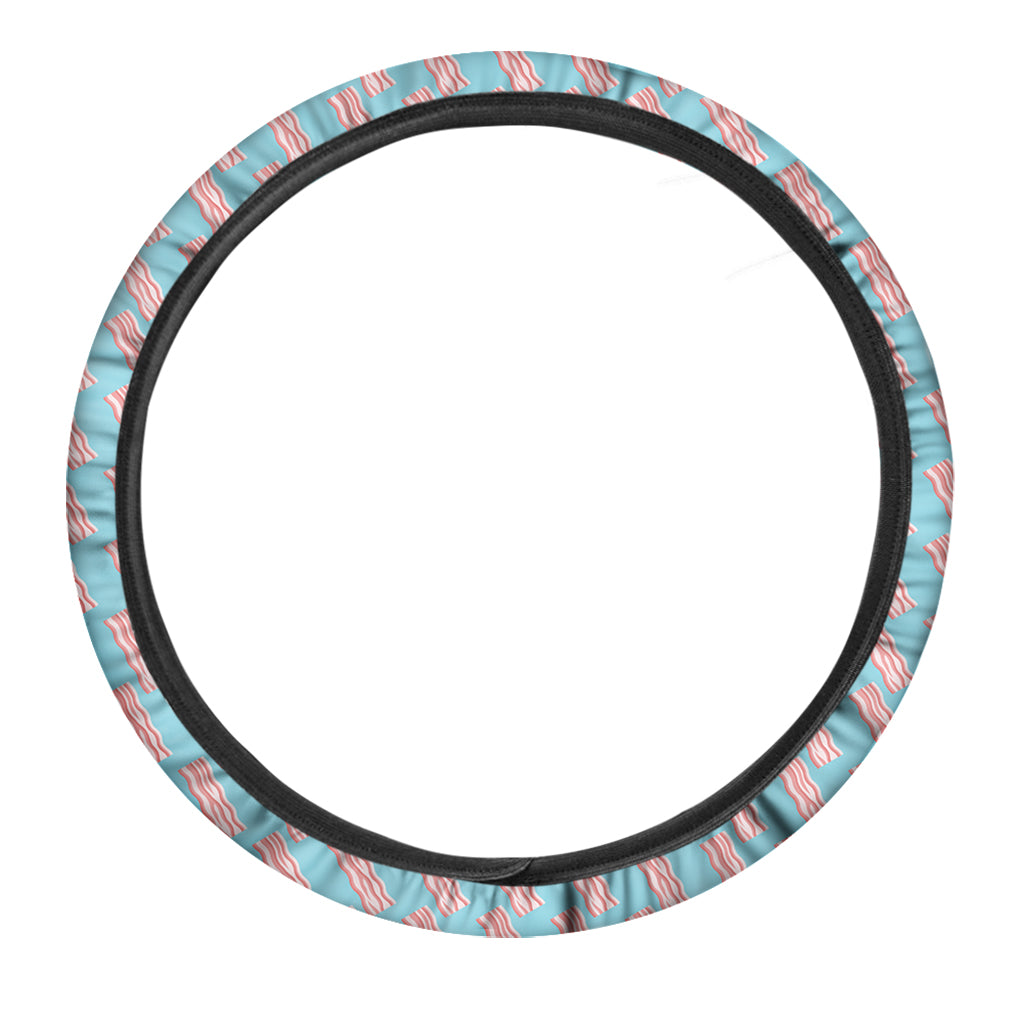 Blue Bacon Pattern Print Car Steering Wheel Cover
