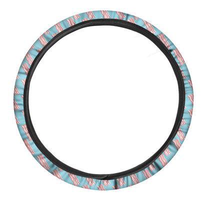 Blue Bacon Pattern Print Car Steering Wheel Cover