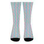 Blue Bacon Pattern Print Crew Socks