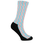 Blue Bacon Pattern Print Crew Socks