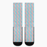 Blue Bacon Pattern Print Crew Socks