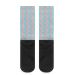 Blue Bacon Pattern Print Crew Socks