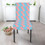 Blue Bacon Pattern Print Dining Chair Slipcover