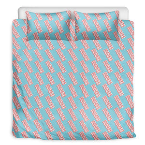 Blue Bacon Pattern Print Duvet Cover Bedding Set