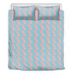 Blue Bacon Pattern Print Duvet Cover Bedding Set