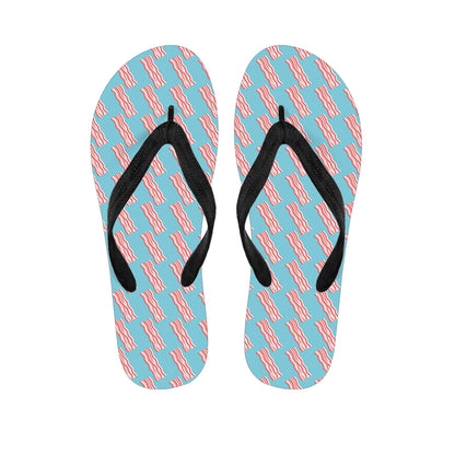 Blue Bacon Pattern Print Flip Flops