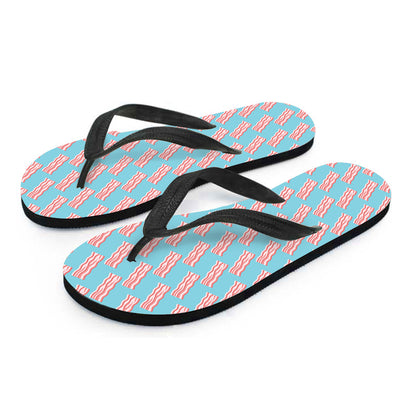 Blue Bacon Pattern Print Flip Flops