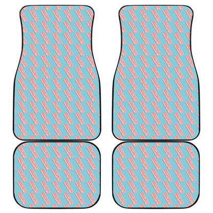Blue Bacon Pattern Print Front and Back Car Floor Mats