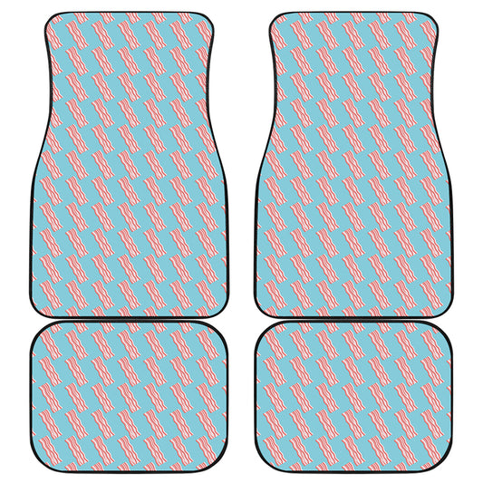 Blue Bacon Pattern Print Front and Back Car Floor Mats