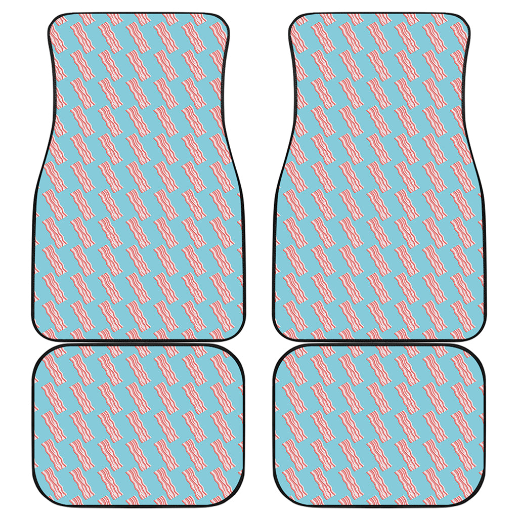 Blue Bacon Pattern Print Front and Back Car Floor Mats