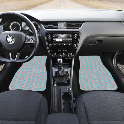 Blue Bacon Pattern Print Front and Back Car Floor Mats