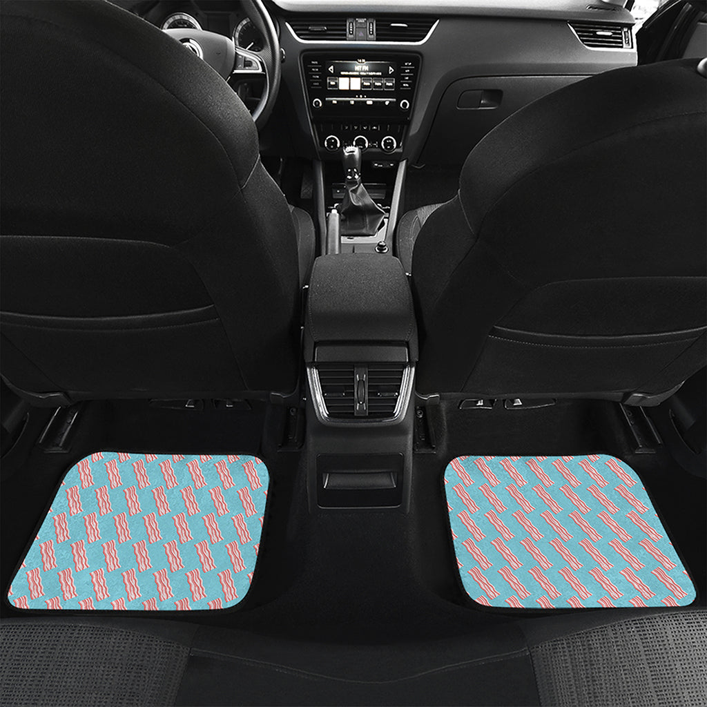 Blue Bacon Pattern Print Front and Back Car Floor Mats