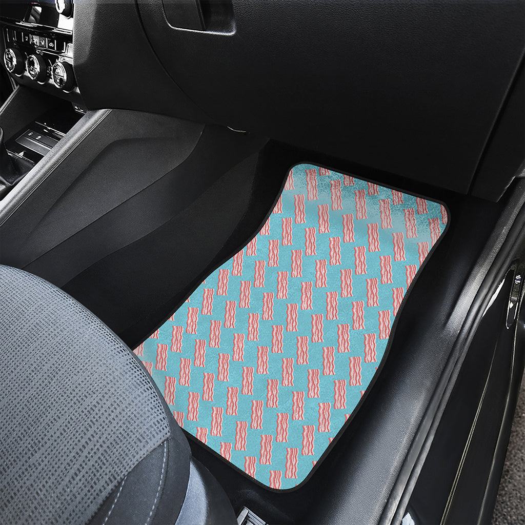 Blue Bacon Pattern Print Front and Back Car Floor Mats