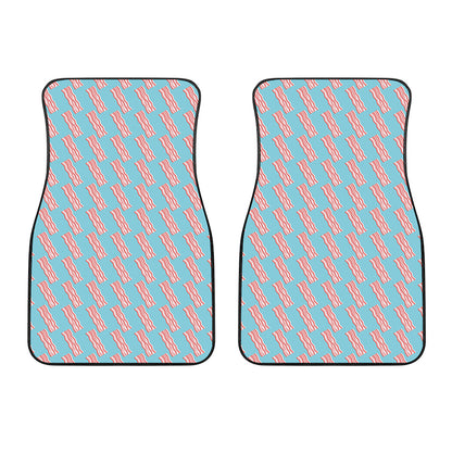 Blue Bacon Pattern Print Front Car Floor Mats