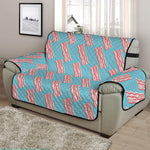 Blue Bacon Pattern Print Half Sofa Protector