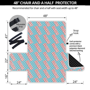 Blue Bacon Pattern Print Half Sofa Protector