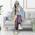 Blue Bacon Pattern Print Hooded Blanket