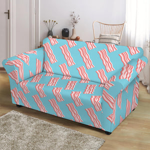 Blue Bacon Pattern Print Loveseat Slipcover