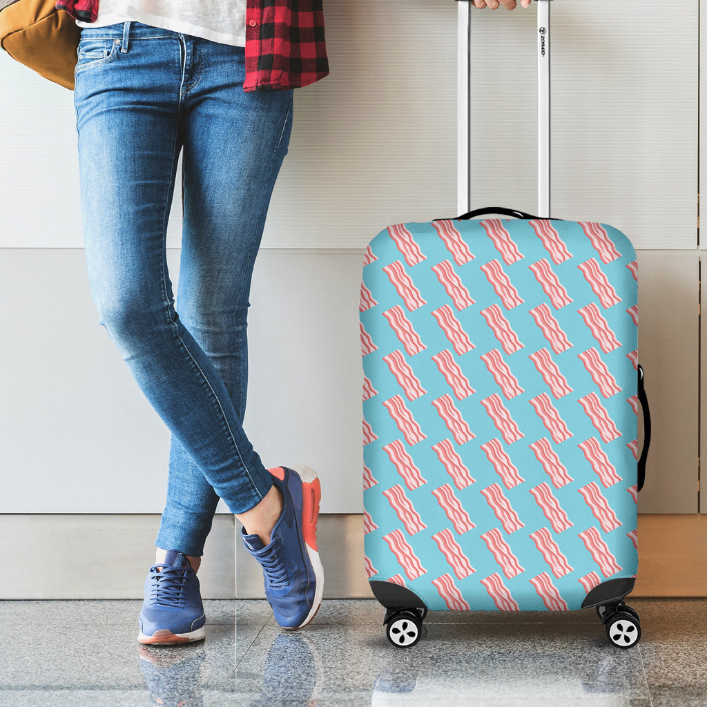 Blue Bacon Pattern Print Luggage Cover