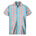 Blue Bacon Pattern Print Men's Short Sleeve Shirt