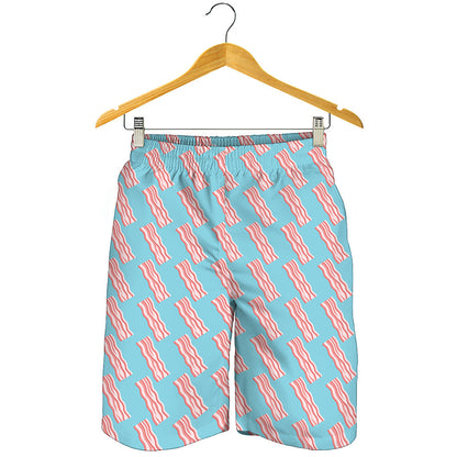 Blue Bacon Pattern Print Men's Shorts