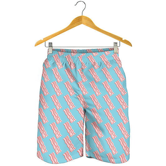 Blue Bacon Pattern Print Men's Shorts