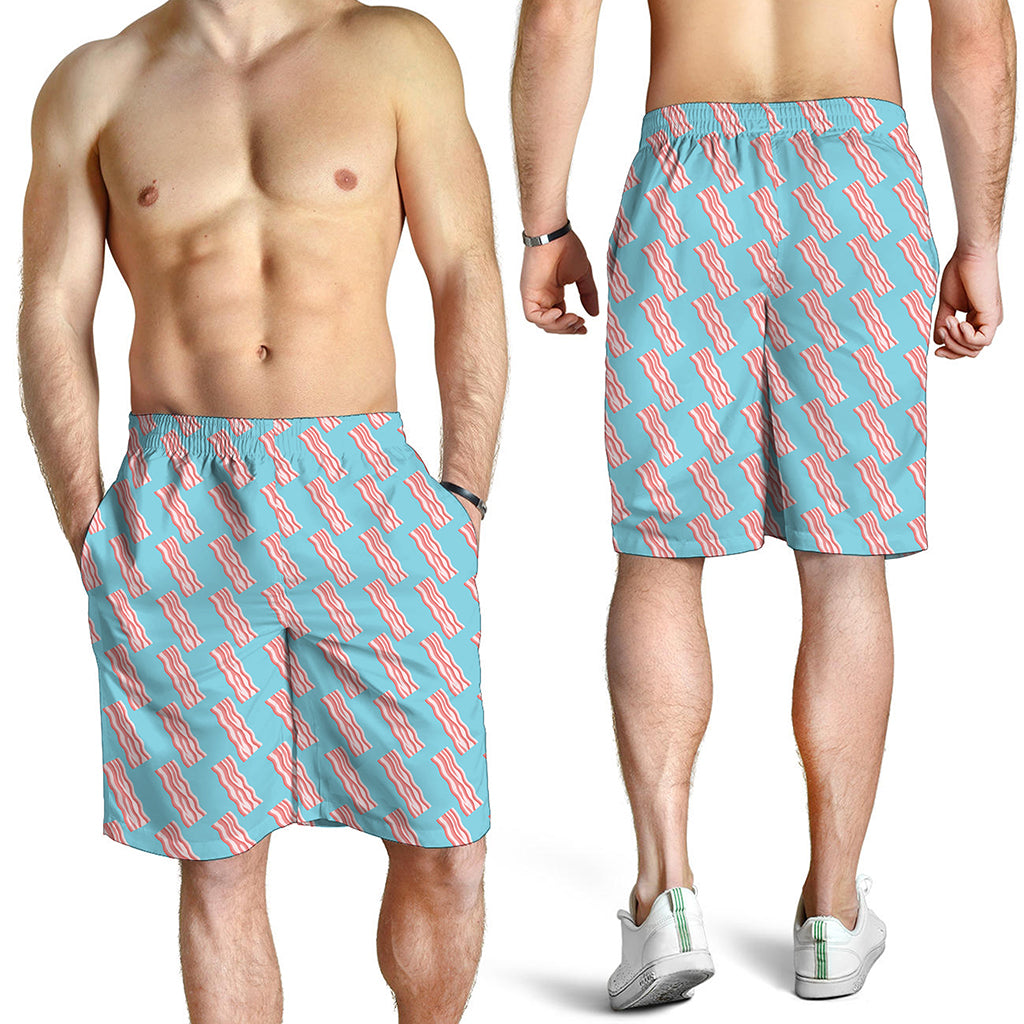 Blue Bacon Pattern Print Men's Shorts