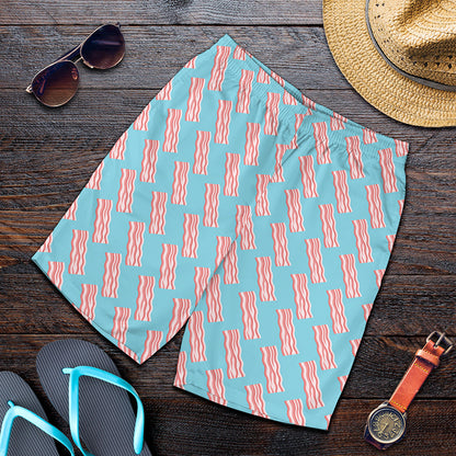 Blue Bacon Pattern Print Men's Shorts