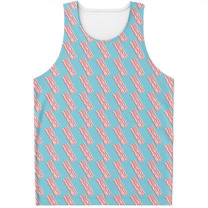Blue Bacon Pattern Print Men's Tank Top