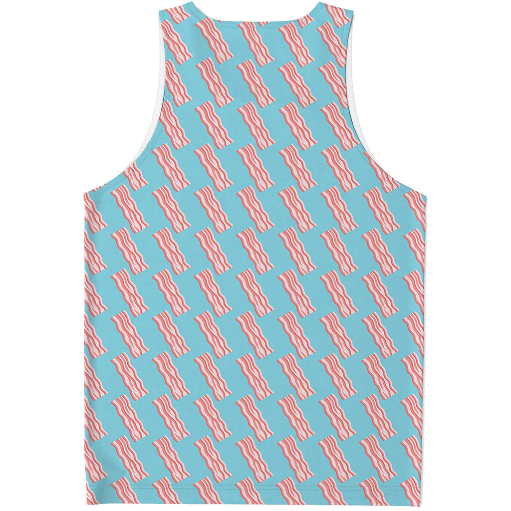 Blue Bacon Pattern Print Men's Tank Top