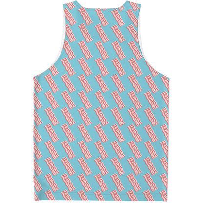 Blue Bacon Pattern Print Men's Tank Top