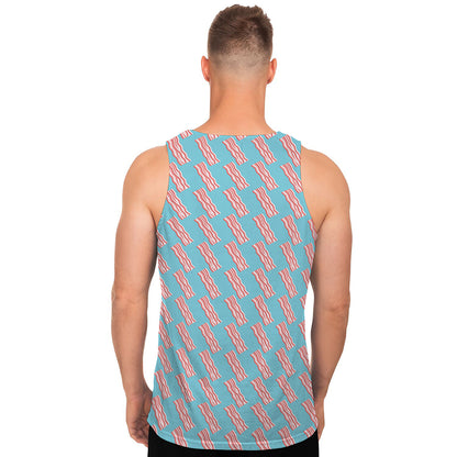 Blue Bacon Pattern Print Men's Tank Top