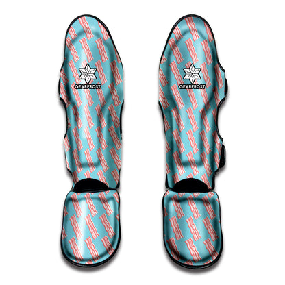 Blue Bacon Pattern Print Muay Thai Shin Guard