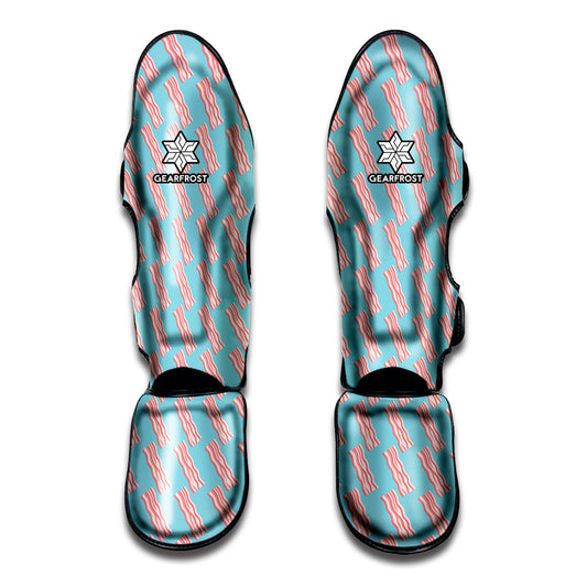 Blue Bacon Pattern Print Muay Thai Shin Guard