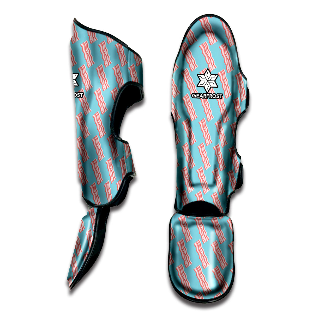 Blue Bacon Pattern Print Muay Thai Shin Guard