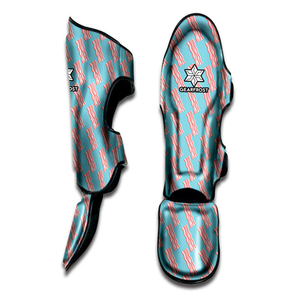 Blue Bacon Pattern Print Muay Thai Shin Guard