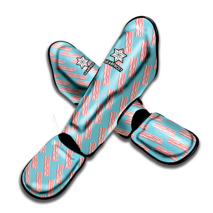 Blue Bacon Pattern Print Muay Thai Shin Guard