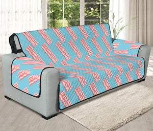 Blue Bacon Pattern Print Oversized Sofa Protector