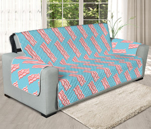 Blue Bacon Pattern Print Oversized Sofa Protector