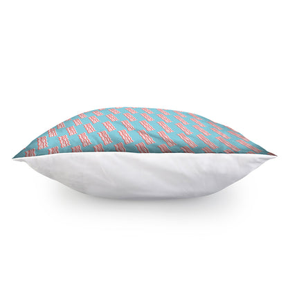 Blue Bacon Pattern Print Pillow Cover